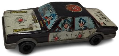 1980 NADİR NOSTALJİK GÜREL OYUNCAK ÜRETİMİ TRAFİK POLİS OTO SU YERLİ ÜRETİM TENEKE ARABA