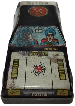 1980 NADİR NOSTALJİK GÜREL OYUNCAK ÜRETİMİ TRAFİK POLİS OTO SU YERLİ ÜRETİM TENEKE ARABA