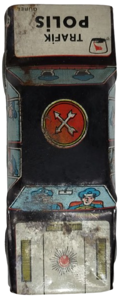 1980 NADİR NOSTALJİK GÜREL OYUNCAK ÜRETİMİ TRAFİK POLİS OTO SU YERLİ ÜRETİM TENEKE ARABA