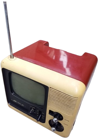 1970 JVC MODEL 3020 SİYAH BEYAZ PORTATİF BORDO KREM KASA TAŞINABİLİR 23 CM EKRAN TELEVİZYON