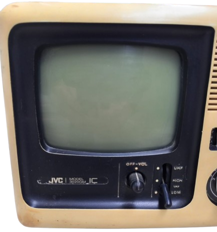 1970 JVC MODEL 3020 SİYAH BEYAZ PORTATİF BORDO KREM KASA TAŞINABİLİR 23 CM EKRAN TELEVİZYON