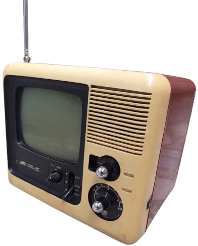 1970 JVC MODEL 3020 SİYAH BEYAZ PORTATİF BORDO KREM KASA TAŞINABİLİR 23 CM EKRAN TELEVİZYON