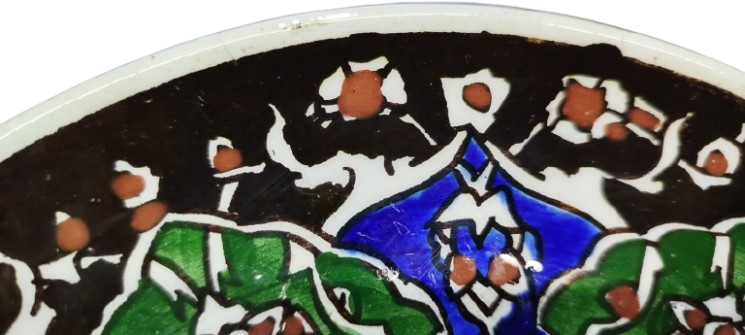1950 EL İŞÇİLİĞİ İLE ÜRETİLMİŞ OSMANLI MOTİFLİ DEKORATİF SERAMİK İZNİK TASARIM DUVAR TABAĞI