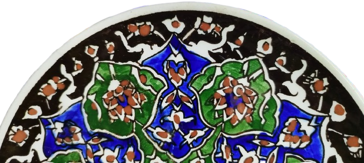 1950 EL İŞÇİLİĞİ İLE ÜRETİLMİŞ OSMANLI MOTİFLİ DEKORATİF SERAMİK İZNİK TASARIM DUVAR TABAĞI