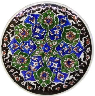 1950 EL İŞÇİLİĞİ İLE ÜRETİLMİŞ OSMANLI MOTİFLİ DEKORATİF SERAMİK İZNİK TASARIM DUVAR TABAĞI