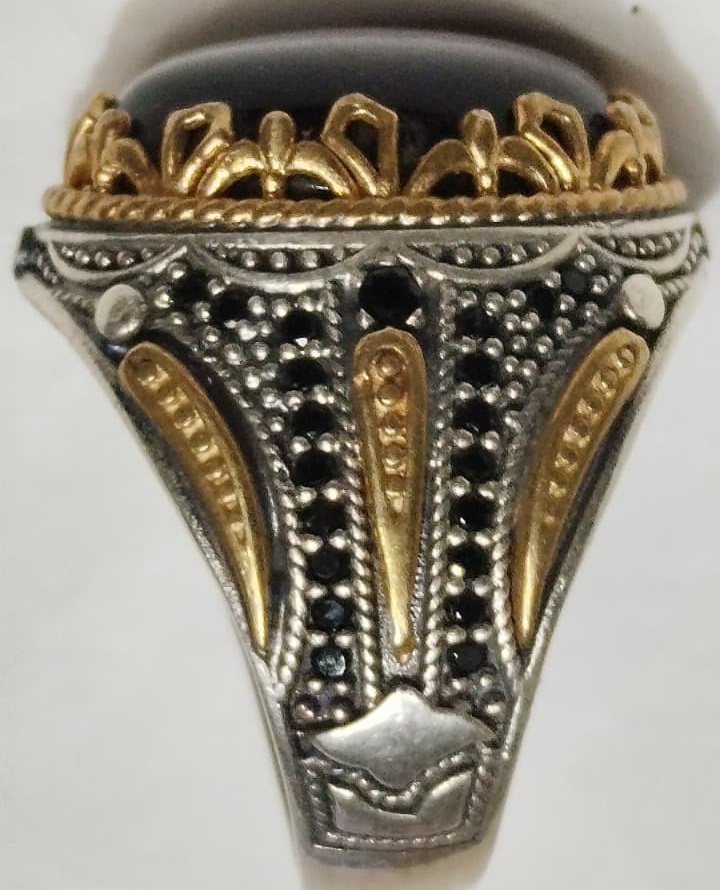 GÜMÜŞ ÖZEL TASARIM USTA EL İŞİ KAPLAN GÖZÜ TAŞLI OTANTİK ERKEK YÜZÜK