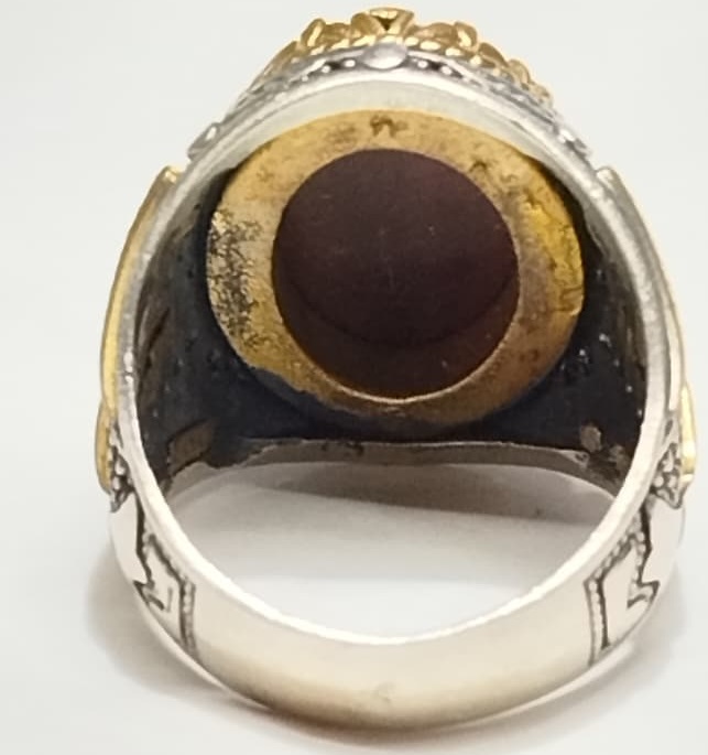 GÜMÜŞ ÖZEL TASARIM USTA EL İŞİ KAPLAN GÖZÜ TAŞLI OTANTİK ERKEK YÜZÜK