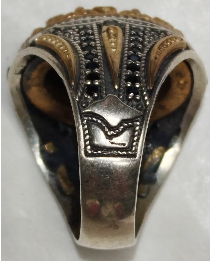 GÜMÜŞ ÖZEL TASARIM USTA EL İŞİ KAPLAN GÖZÜ TAŞLI OTANTİK ERKEK YÜZÜK