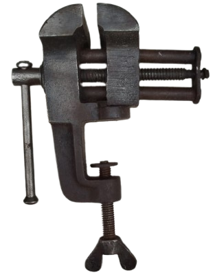 1950 ANTİKA KUYUMCU VE SAATÇİ TİPİ MASA ÜSTÜ VİDALI SICAK DOGME DEMİR EL MENGENESİ