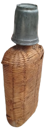 1910 VİDALİ ZİN BARDAKLI İCİ CAM MATARA DIS KISMI HASIR ORGULU 