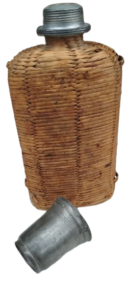 1910 VİDALİ ZİN BARDAKLI İCİ CAM MATARA DIS KISMI HASIR ORGULU 