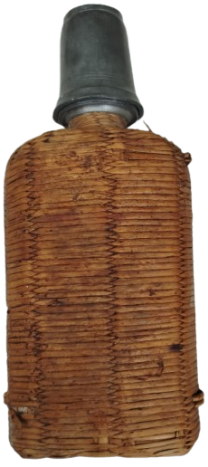 1910 VİDALİ ZİN BARDAKLI İCİ CAM MATARA DIS KISMI HASIR ORGULU 