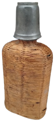 1910 VİDALİ ZİN BARDAKLI İCİ CAM MATARA DIS KISMI HASIR ORGULU 