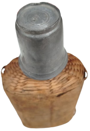 1910 VİDALİ ZİN BARDAKLI İCİ CAM MATARA DIS KISMI HASIR ORGULU 