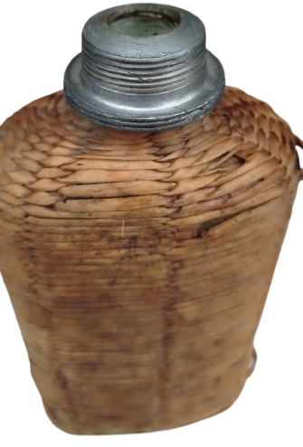 1910 VİDALİ ZİN BARDAKLI İCİ CAM MATARA DIS KISMI HASIR ORGULU 