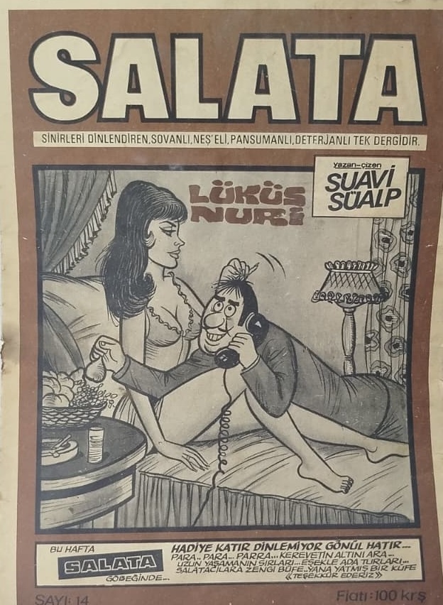 1970 SALATA MİZAH DERGİSİ SAYI 14 SUAVİ SÜALP LÜKÜS NURİ  NADİR KOLEKSİYONLUK DERGİ