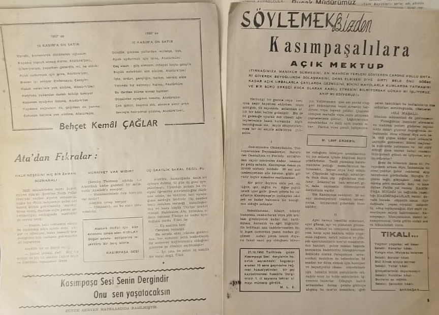 1960 KASIMPAŞA SESİ DERGİSİ NADİR YEREL TARİH VE KOLEKSİYONLUK HAFTALIK MUHİT MECMUASI