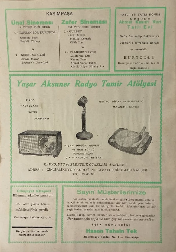 1960 KASIMPAŞA SESİ DERGİSİ NADİR YEREL TARİH VE KOLEKSİYONLUK HAFTALIK MUHİT MECMUASI