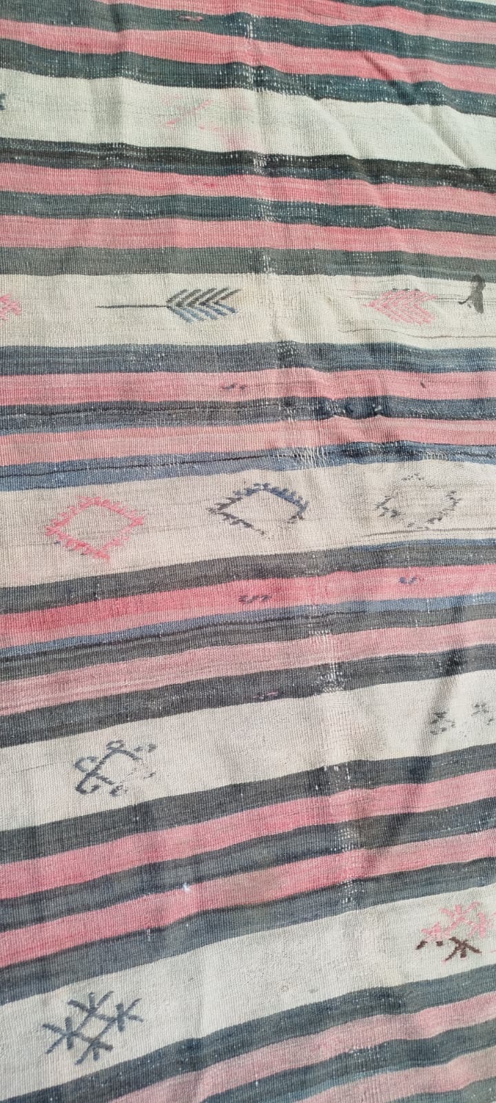 1950 EL DOKUMASI GEOMETRİK MOTİFLİ GELENEKSEL ANADOLU CİCİM KİLİM ANTİKA YOLLUK