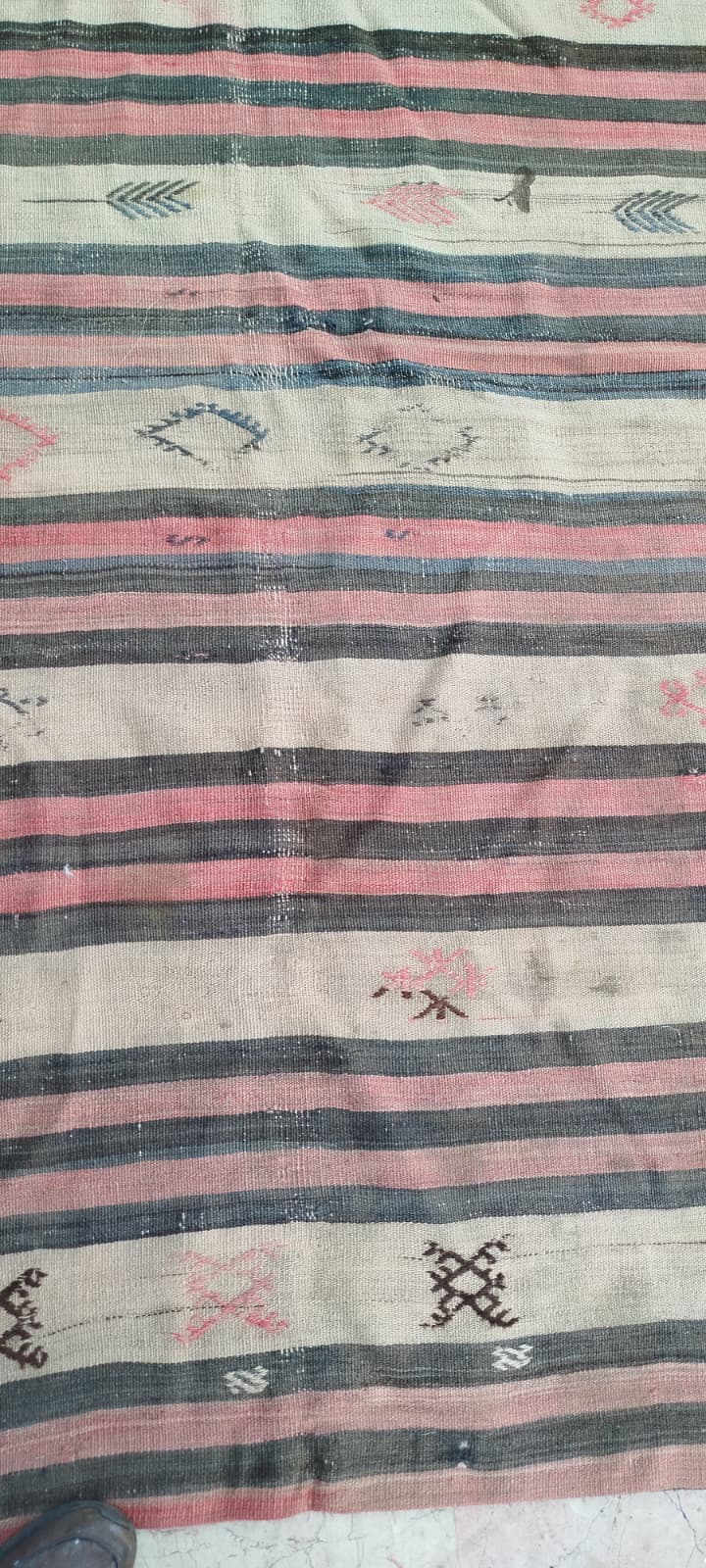 1950 EL DOKUMASI GEOMETRİK MOTİFLİ GELENEKSEL ANADOLU CİCİM KİLİM ANTİKA YOLLUK