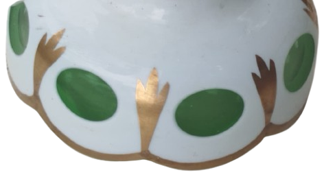 CEKESLOVAK ANTİKA BOHEMYA KRİSTALİ YEŞİL RENKLİ EL BOYAMA OPALİN ÇİFT ŞAMDAN MUMLUK TAKIMI