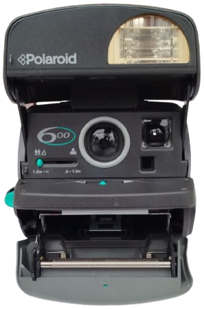 1980 POLAROID 600 SERIES VINTAGE SAKSI MAVISI VE GRI RENKLI NOSTALJIK FLASH LI SAKLI FOTOGRAF MAKINESI