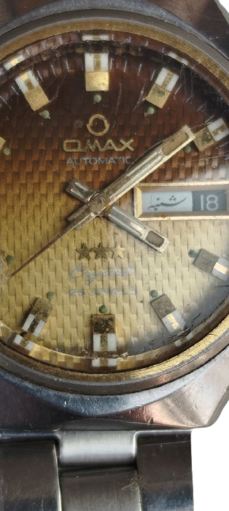 1970 OMAX AUTOMATIC 25 JEWELS CRYSTAL CAM ERKEK KOL SAATI NADIR BAL PETEGI DESENLI KADRAN