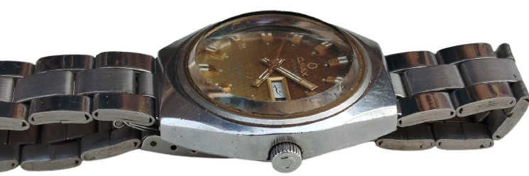 1970 OMAX AUTOMATIC 25 JEWELS CRYSTAL CAM ERKEK KOL SAATI NADIR BAL PETEGI DESENLI KADRAN