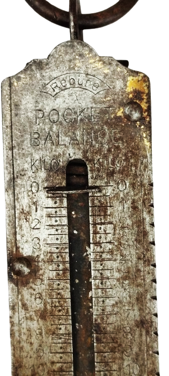 1920 ALMAN YAPIMI CELİK MEKANİK REBURE MARKA ANTIKA CEP TERAZISI EL KANTARI 12 KILOGRAM KAPASITELI