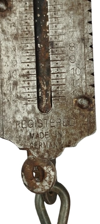 1920 ALMAN YAPIMI CELİK MEKANİK REBURE MARKA ANTIKA CEP TERAZISI EL KANTARI 12 KILOGRAM KAPASITELI