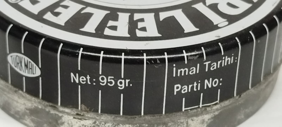 TARİHLİ NURİ LEFLEF ŞAFAK MARKA NO 35 ANTİKA SİYAH BASKILI TENEKE KUTULU KUNDURA AYAKKABI CİLASI 