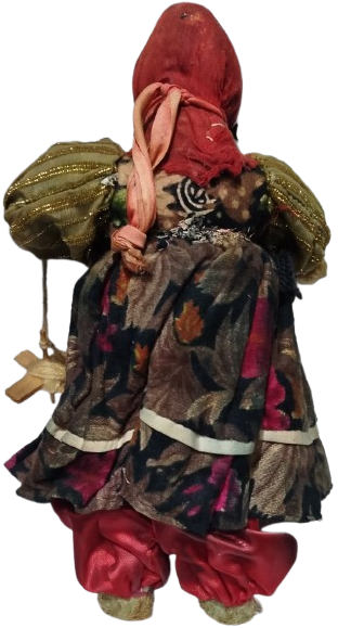 1950 ANTİKA TAMAMEN EL YAPIMI YÖRESEL BEBEK KİRMEN VE ÇIKRIK TUTAN SAMAN ANADOLU KADINI FİGÜRÜ