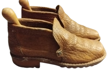 1970 CAMEL BOOTS MARKASINA AIT KOLEKSIYONLUK VINTAGE DERI AYAKKABI FORMLU DEKORATIF AHŞAP KALIPLI OBJE 