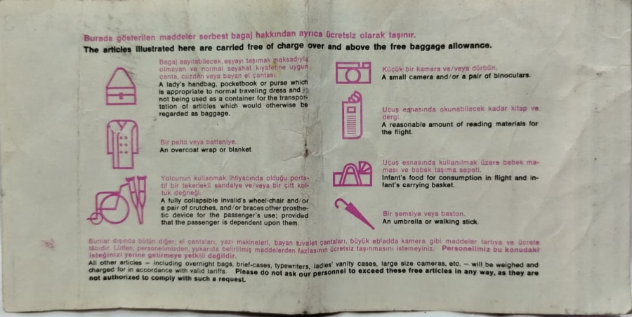1970'LER TÜRK HAVA YOLLARI ORİJİNAL NOSTALJİK İÇ HAT YOLCU BİLETİ İSTANBUL ANKARA KOLEKSİYONLUK EFEMERA