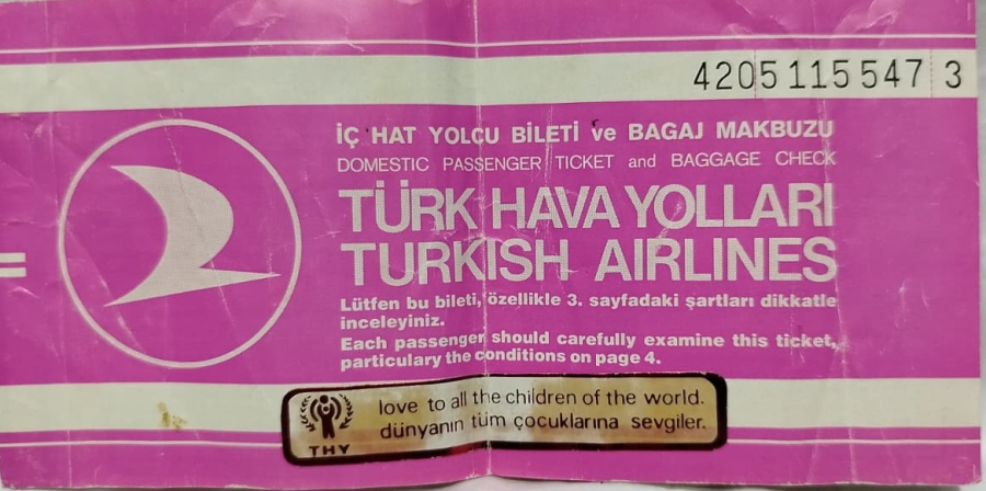 1970'LER TÜRK HAVA YOLLARI ORİJİNAL NOSTALJİK İÇ HAT YOLCU BİLETİ İSTANBUL ANKARA KOLEKSİYONLUK EFEMERA