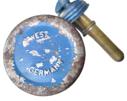 1950 BATI ALMANYA ÜRETİMİ ANTİKA MAVİ METAL POMPALI KOLEKSİYONLUK MAKİNE YAĞDANLIĞI GERMANY