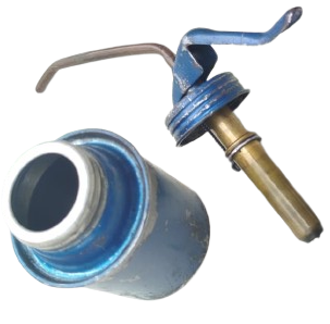 1950 BATI ALMANYA ÜRETİMİ ANTİKA MAVİ METAL POMPALI KOLEKSİYONLUK MAKİNE YAĞDANLIĞI GERMANY