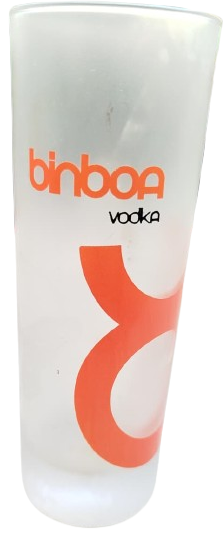 BİNBOA VODKA LOGOLU ÖZEL TASARIM BUZLU CAM KOLEKSİYONLUK KOKTEYL VE SUNUM BARDAĞI