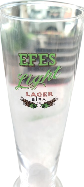 1990 EFES LIGHT LOGOLU KOLEKSİYONLUK NADİR FORMDA NOSTALJİK CAM BİRA BARDAĞI