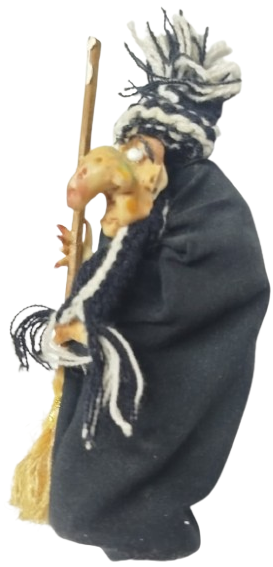 1970 EL YAPIMI VİNTAGE BEFANA CADI FİGÜRÜ SÜPÜRGELİ DEKORATİF KOLEKSİYONLUK OBJE