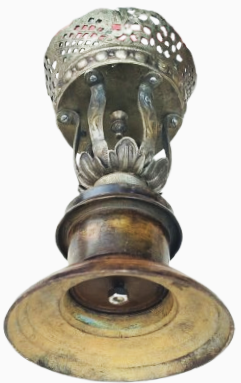 ONDOKUZUNCU YÜZYIL ANTİKA BRONZ KİLİSE TİPİ AJURLU AYDINLATMA KAİDESİ VE DEKORATİF MUMLUK SAMDAN