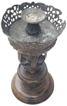 ONDOKUZUNCU YÜZYIL ANTİKA BRONZ KİLİSE TİPİ AJURLU AYDINLATMA KAİDESİ VE DEKORATİF MUMLUK SAMDAN