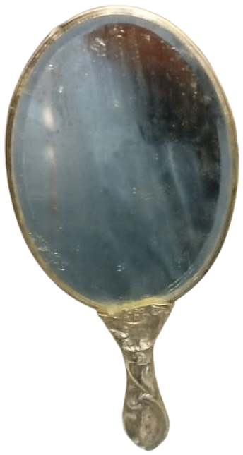 900 AYAR DAMGALI GÜMÜŞ  ÜZERİ CİCEK İŞLEMELİ MAKYAJ EL  AYNASI