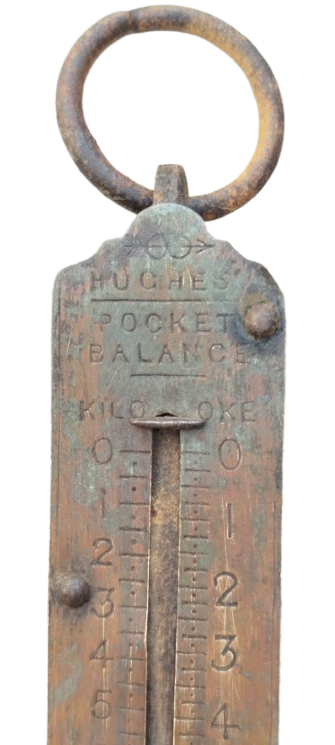 1940  İNGİLİZ HUGHES POCKET BALANCE ÇİFT BİRİMLİ KANTAR KİLO VE OKKA PİRİNÇ EL TERAZİSİ EL KANTARI MEKANİK METAL