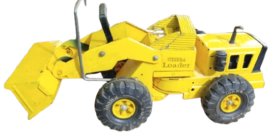 1970 MIGHTY TONKA LOADER VINTAGE SARI DEMİR KEPÇELİ DOZER  KONDİSYONLUK BUYUK BOYDA OYUNCAK