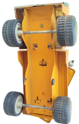 1970 VİNTAGE RICO İSPANYA YAPIMI SARI RENKDE METAL DEMİR İTFAİYE MERDİVENLİ MEKANIK VİNÇ KAMYON OYUNCAK