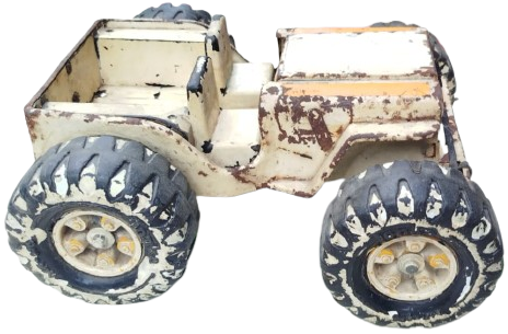1970 VİNTAGE TONKA JEEP MR 970 BEYAZ RENKLİ METAL SAC OYUNCAK ARABA CORUMBIAN REBEL MODELİ BUYUK BOY
