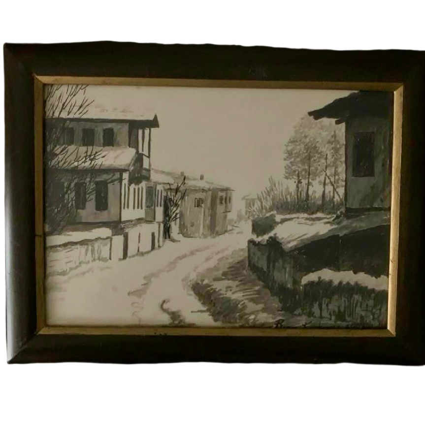 2003 YILINA AİT ''RESSAM RIZA KORKMAZ'' ISLAK İMZALI KARAKALEM TABLO