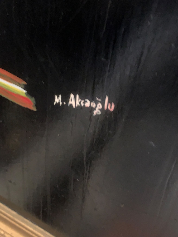 RESSAM M. AKÇAOĞLU ISLAK İMZALI YAĞLI BOYA MÜZİSYEN TABLO 