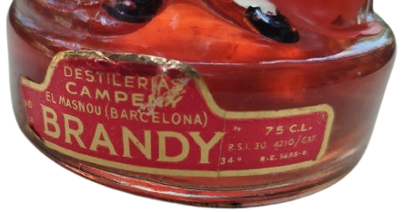 1970 İSPANYOL DESTİLERİA CAMPENY ÜRETİMİ ANTİKA KOLEKSİYONLUK MATADOR FİGÜRLÜ CAM BRANDY ŞİŞESİ
